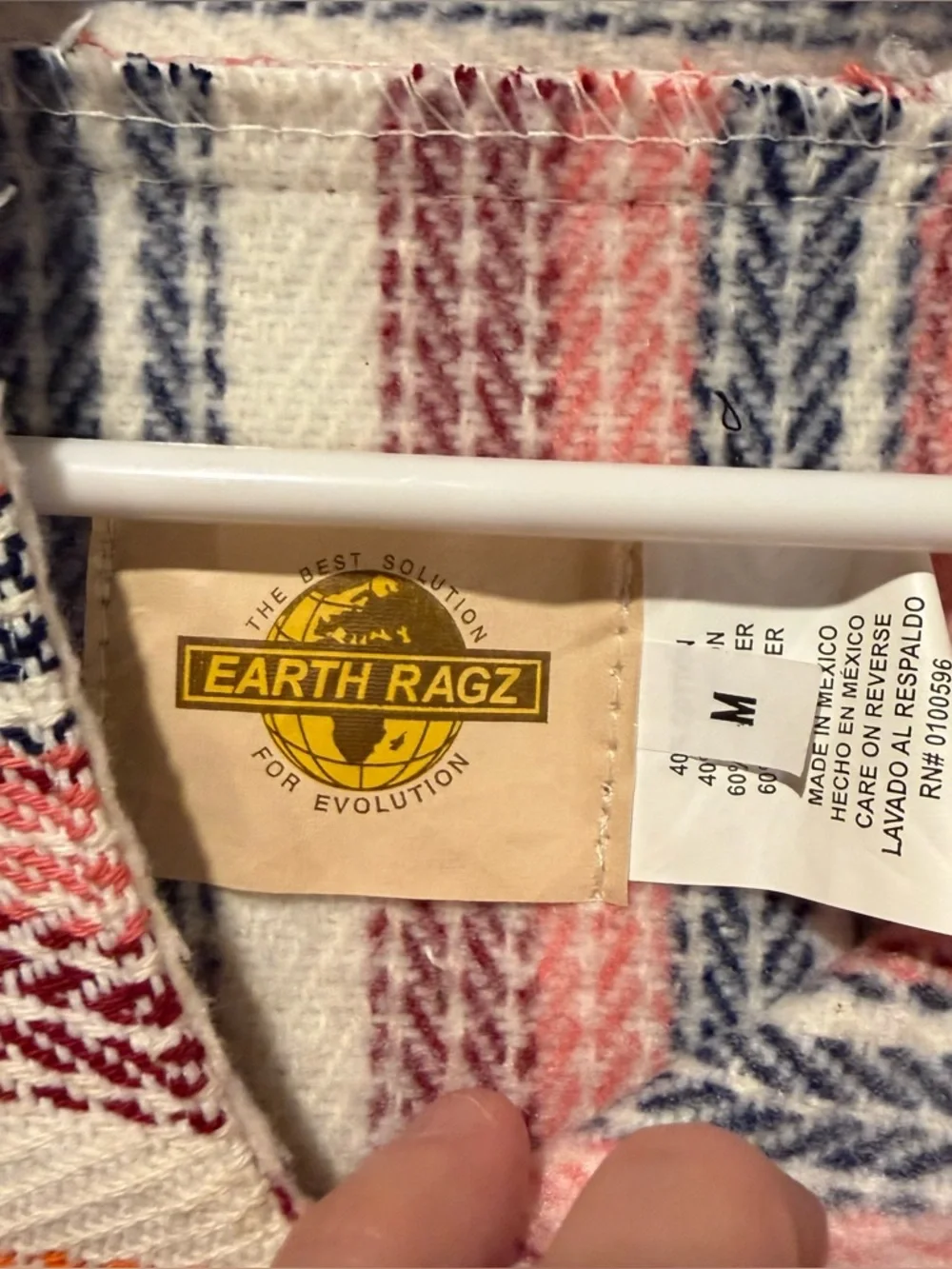 Earth Ragz Baja Pinstripe Hoodie Pullover Mens Unisex M colorful pink soft Aztec